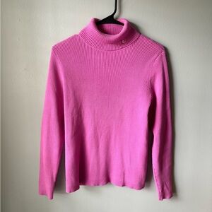 Ralph Lauren Women’s Pink Ribbed Turtleneck Sweater | Size Medium | 100% Cotton